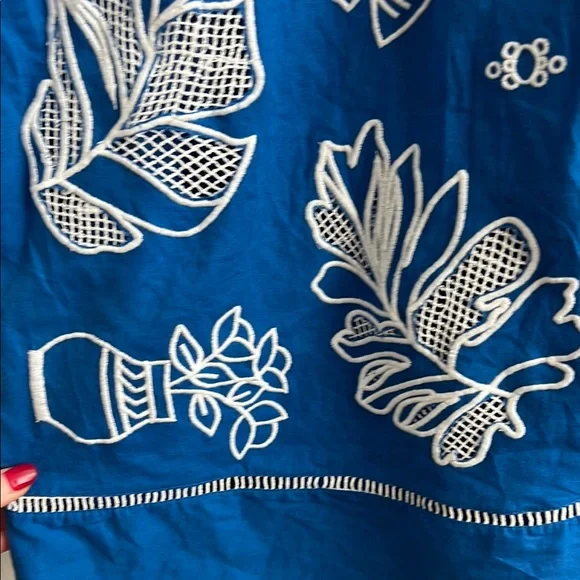 NWT Johnny Was Barbara Mini Dress Size Medium Royal Blue with White Embroidery - Picture 10 of 17